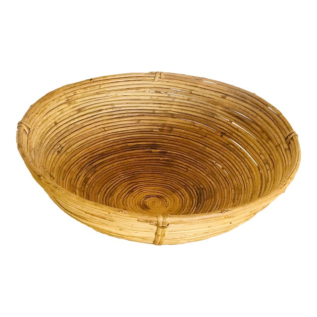 1970s Italian Rattan Bowl For Sale