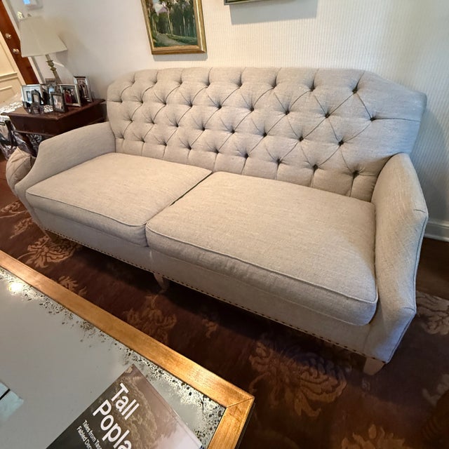 Tan Tufted Back Taylor King Sofa For Sale - Image 8 of 11