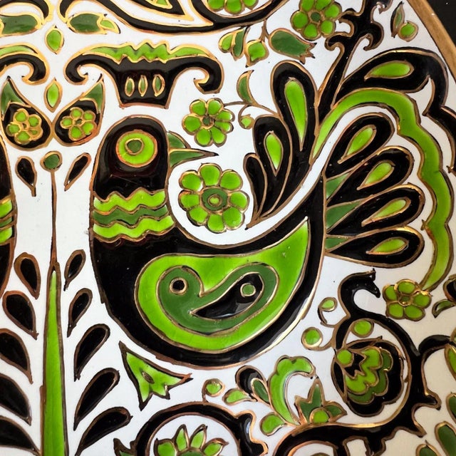 Rodos Keramik Decorative Hand Painted Green Plate Wall Decor For Sale - Image 4 of 12