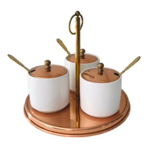 Vintage Benjamin & Medwin Inc. Copper Condiment Serving Caddy- 4 Pieces*