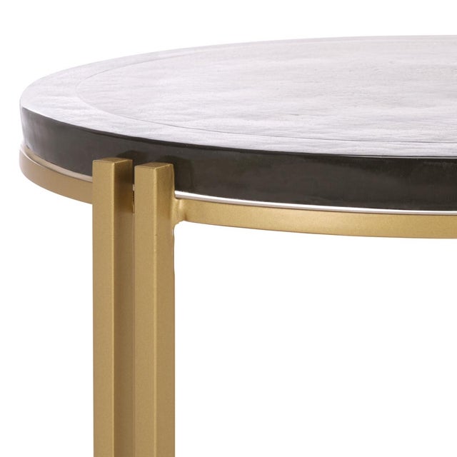 Spritely Home Levitt Cast Glass Top Round Accent Table in Brass with Glass Top For Sale - Image 4 of 8