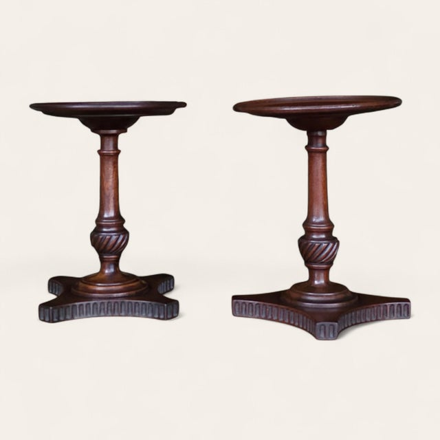Wood Early 19th Century English Mahogany Table-Top Stands, Near Pair For Sale - Image 7 of 9