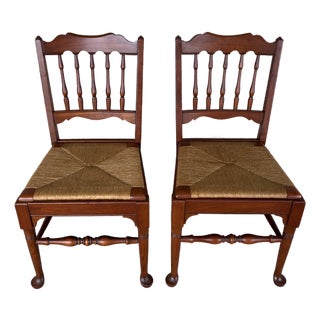Pennsylvania House Traditional Style Rush Bottom Cherry Side Chairs - A Pair For Sale