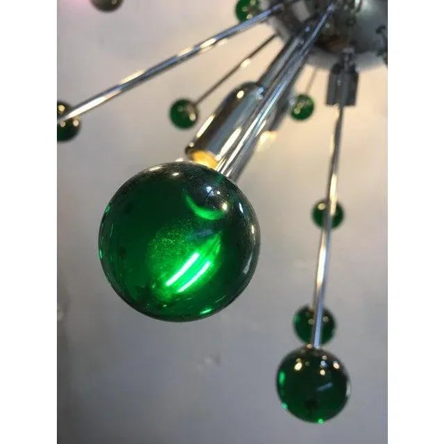 Early 21st Century Contemporary Chandelier Green Sputnik Murano Glass Chandelier For Sale - Image 5 of 7