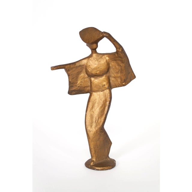 Vintage Cast Metal Large Gold Geisha Figurines - Set of 3 For Sale In New York - Image 6 of 10