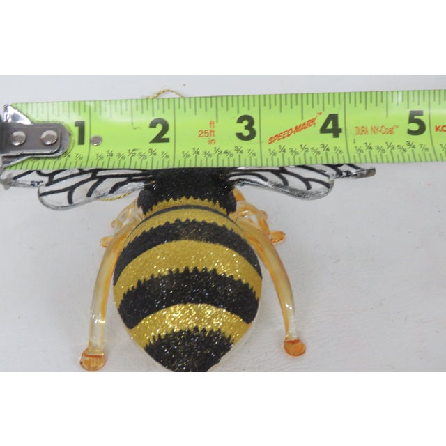 Robert Stanley Bumblebee Christmas Ornament Blown Glass With Glitter Top 4495b For Sale - Image 10 of 12