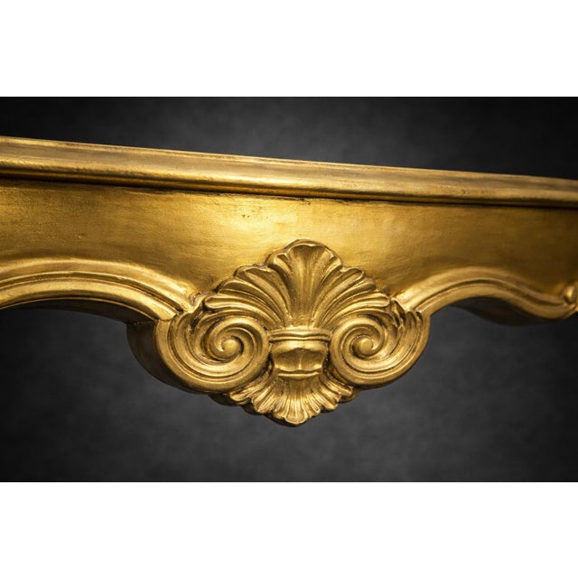 Mid 20th Century Vintage Italian Louis XV Style Gilt Console Table – Rococo Cabriole Leg Entry Table – Made in Italy For Sale - Image 5 of 7