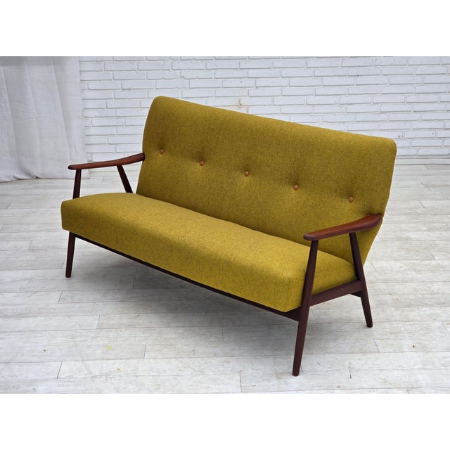 Vintage Danish Two-Seater Sofa in Furniture Wool and Teak Wood, 1960s For Sale - Image 15 of 18