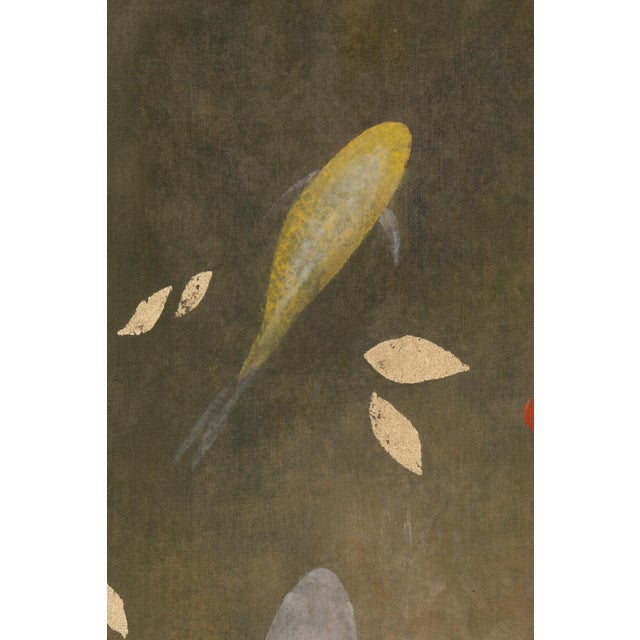 Painted Canvas with Koi Carp For Sale - Image 6 of 8