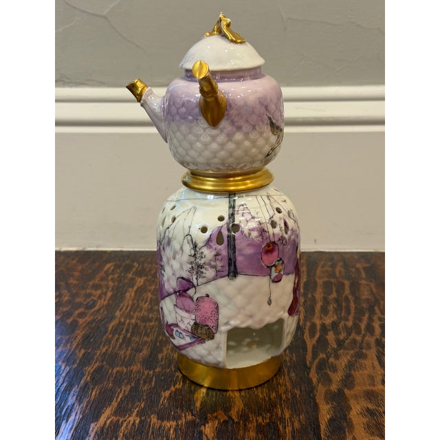 Rare Antique Jean Pouyat Limoges (j.p.l.) Hand-Painted Japonisme Veilleuse Tea Warmer, France For Sale - Image 18 of 18