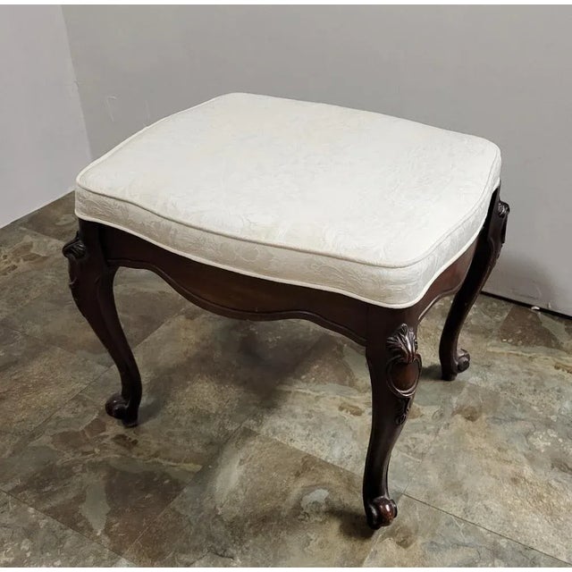 Mid-Century American Carved Mahogany Footstool by Sanford Furniture For Sale In Raleigh - Image 6 of 9
