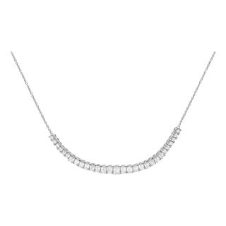 14K White Gold Lab Grown Diamond 5.0 Cttw Emerald Cut Station Necklace For Sale