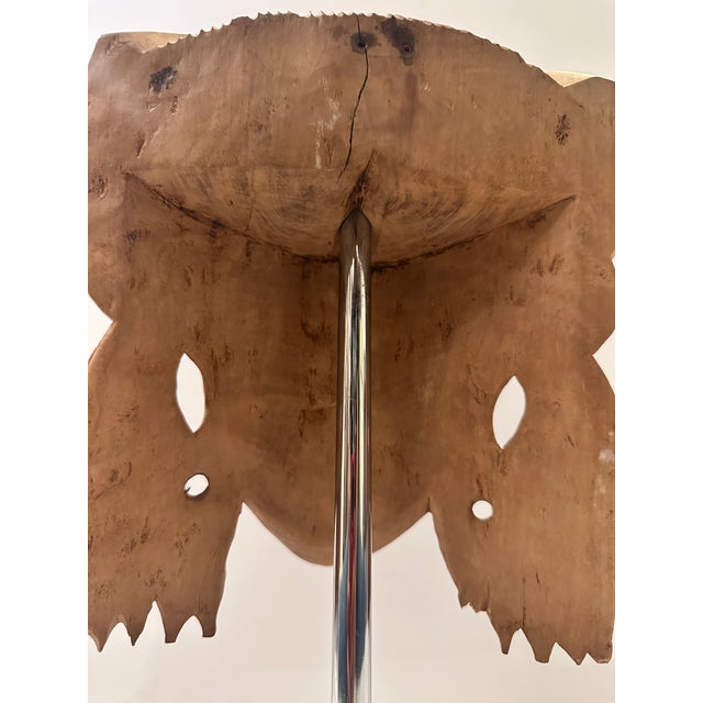 Carved Wood Figural Head With Headdress on Stand For Sale - Image 9 of 10