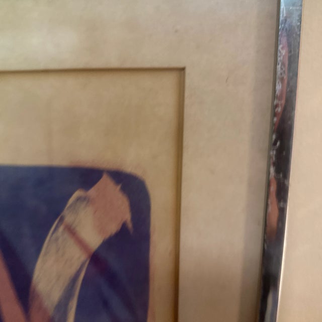 1970s 1970s Modernist Abstract Expressionist Framed Pair of Prints Blue Purple Signed For Sale - Image 5 of 13