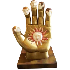 Signed Sergio Bustamante Ceramic Hand With Faces