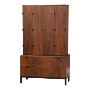 1960s Refinished Milo Baughman for Directional Walnut Armoire Dresser