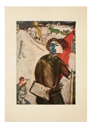 1940s After Marc Chagall, "Nightfall" First Edition Period Swiss Offset Lithograph