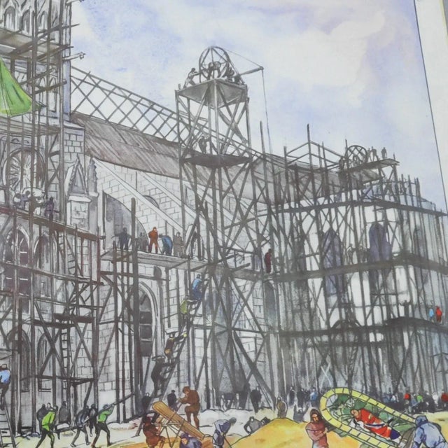 Vintage Historical Construction Gothic Dome Medieval City Historical Site Poster For Sale - Image 3 of 9