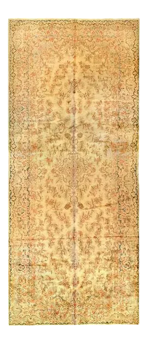 1940s Pasargad Beige Fine Persian Hand Knotted Kerman Rug- 8′9″ × 21′8″