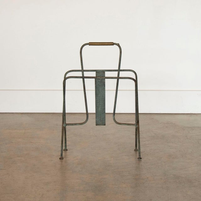 French 1940s Iron Magazine Rack in the Style of Jacques Adnet For Sale - Image 3 of 9