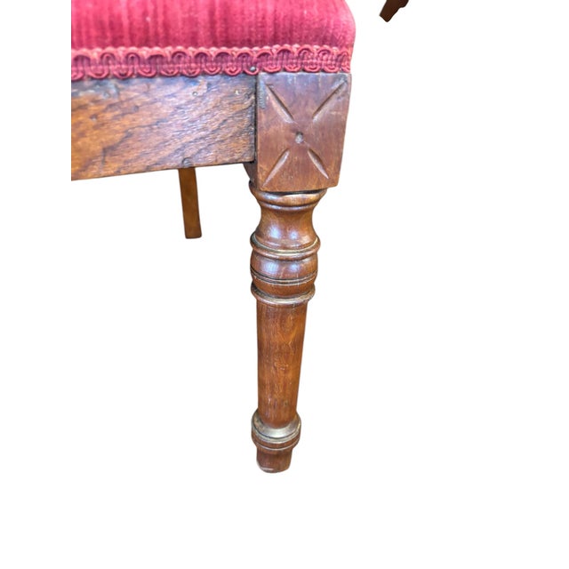 Antique Arts & Crafts Mission Oak Writing Desk & Upholstered Chair Set, Early 20th Century For Sale - Image 4 of 12