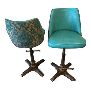 1970s Aqua Bar Stools - Set of 4 For Sale
