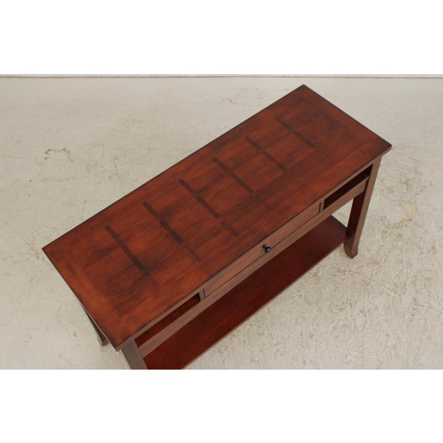 Wood Arts & Crafts 2 Tier 1 Drawer Cherry Sofa Table For Sale - Image 7 of 13
