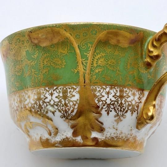 Green Pair of Antique 1800s Gda Limoges (Gerard, Dufraisseix & Abbot) Bouillon / Cream Soup Cups Rare For Sale - Image 8 of 18