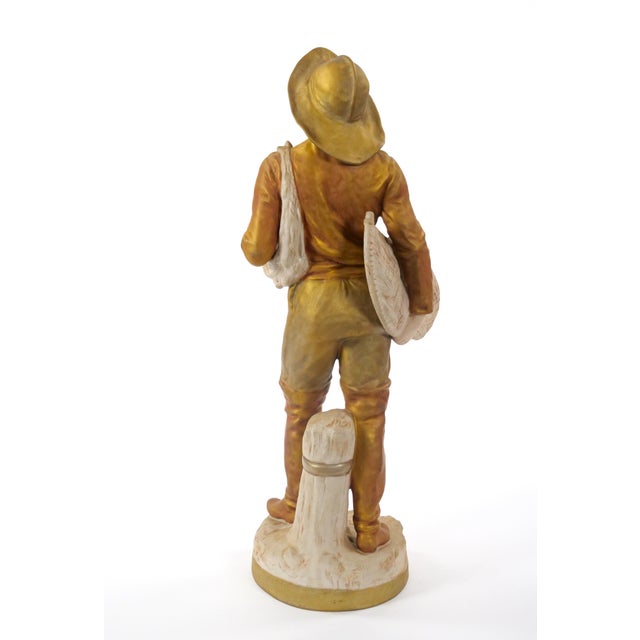Gold 20th Century Hand Painted/Gilt Decorated Porcelain Decorative Man's Sculpture For Sale - Image 8 of 12
