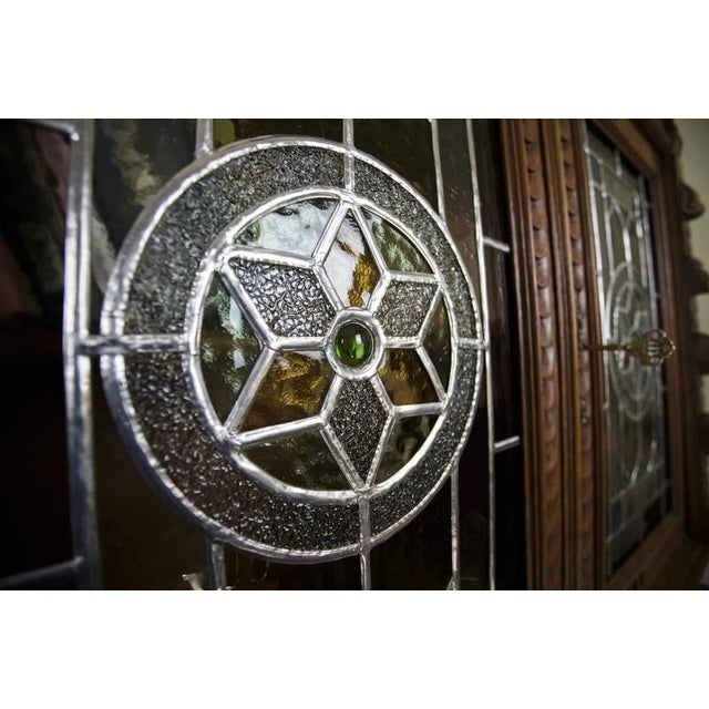 Neo-Renaissance Oak Cabinet with Stained Glass For Sale - Image 9 of 18
