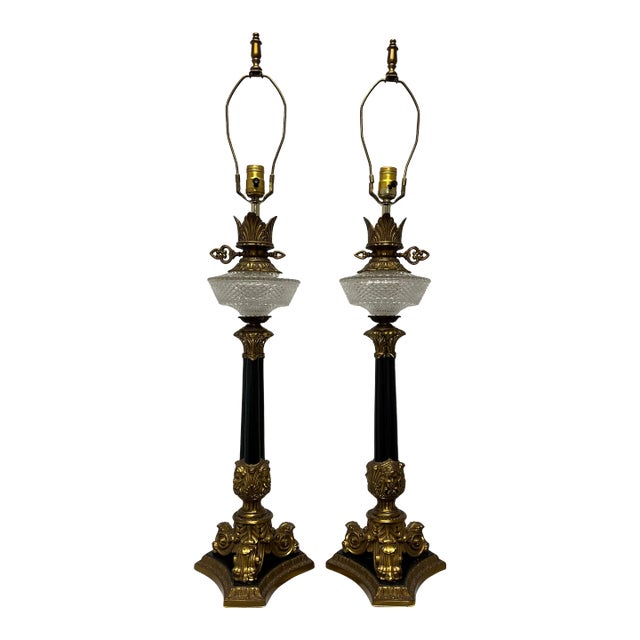 Pair of Empire Style Lamps For Sale