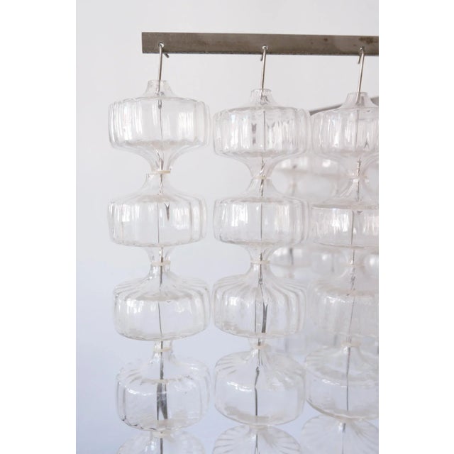 Large Mid-Century German Glass and Steel Chandelier by Aloys Ferdinand Gangkofner, 1960s For Sale - Image 16 of 18