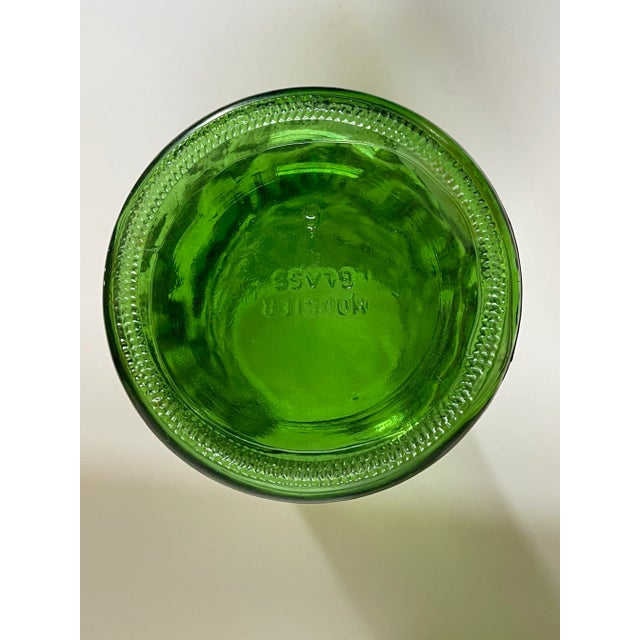 Mid-Century Modern 1960’s Textured Green Hoosier Glass Vase For Sale - Image 3 of 6