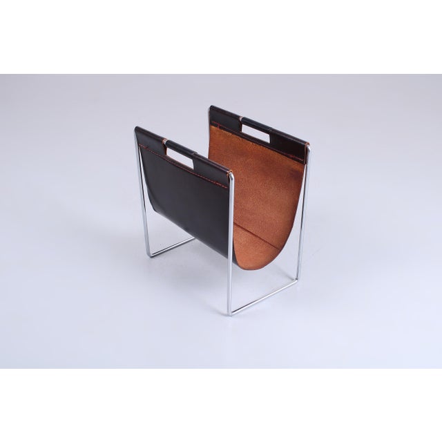 Brown Dadime Leather Magazine Holder by Brabantia, 1970s For Sale - Image 8 of 14