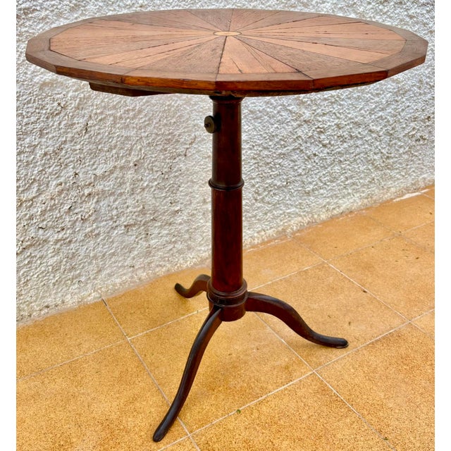 Wood Early 20th Century French Rotating Round Side Table in Walnut, 1940s For Sale - Image 7 of 12