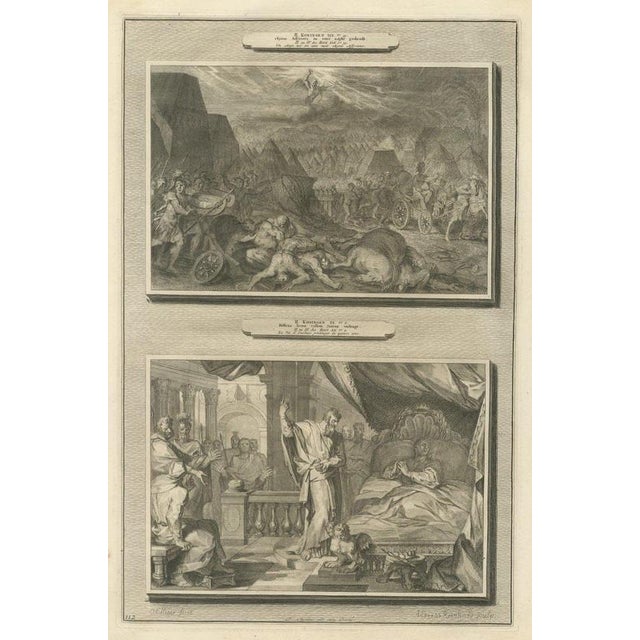 Pieter Mortier, Angel Destroys the Assyrian Army and Hezekiah's Recovery, 1700, Engraving For Sale - Image 12 of 12