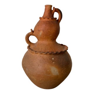 Large Vintage Organic Handmade Terracotta Vase For Sale