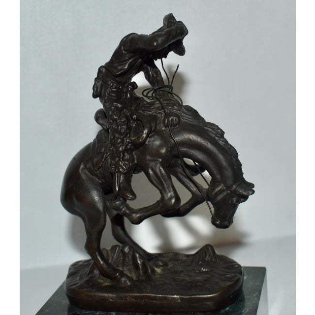 Miniature Frederic Remington Rattlesnake Bronze Sculpture Green Marble Base Mini For Sale - Image 9 of 18