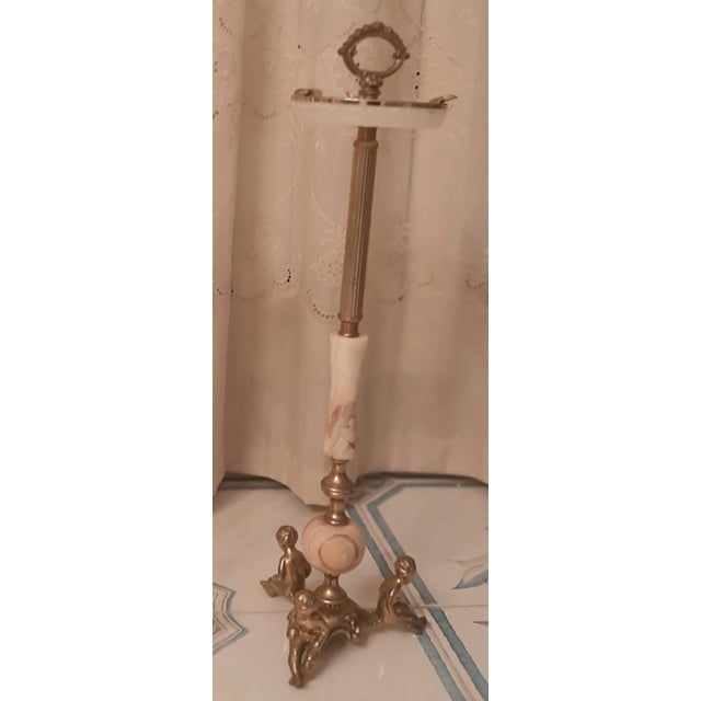 Freestanding Figural Ashtray with Cherub Statues in Onyx Marble and Brass, 1960s, Set of 2 For Sale - Image 9 of 14