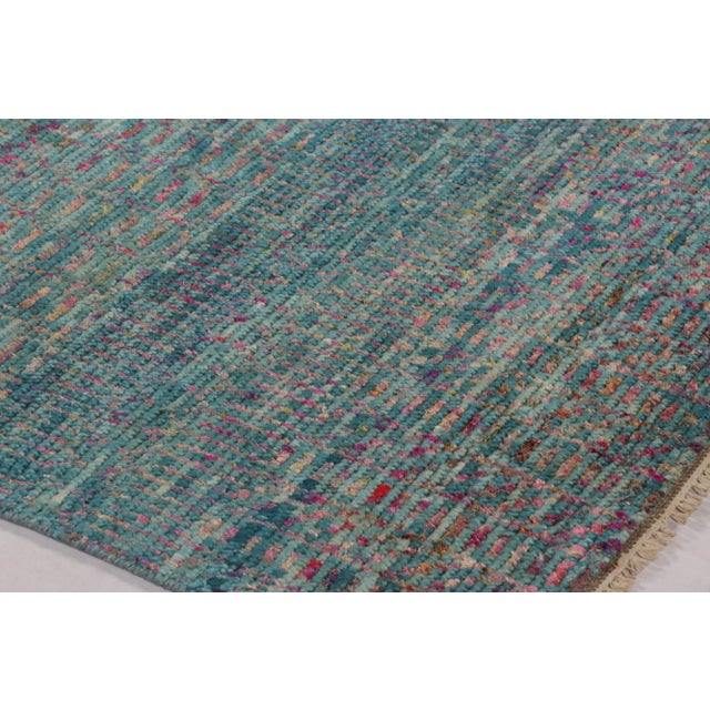 Rug & Kilim's Modern Rug in Deep Teal and and Fuschia Striped Pattern For Sale In New York - Image 6 of 8