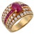 Vintage Ruby Diamond 14k Yellow Gold Ring, Size 4.75 For Sale