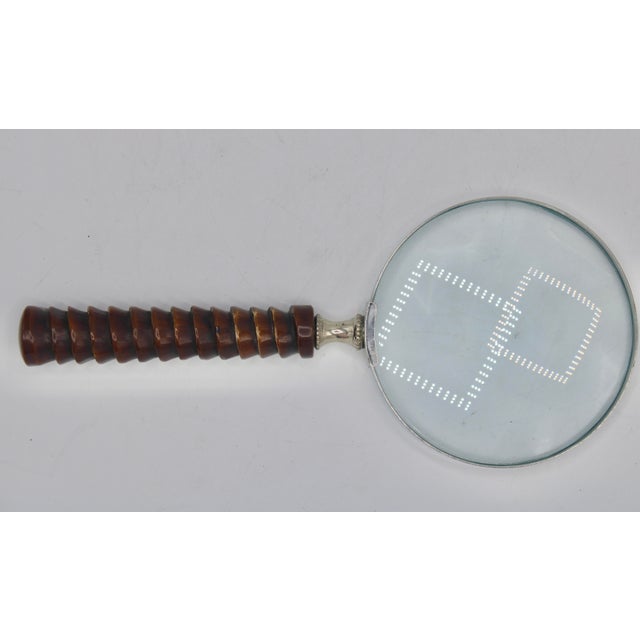 English Mid 20th Century English Carved Wooden Handle Magnifying Glass For Sale - Image 3 of 9