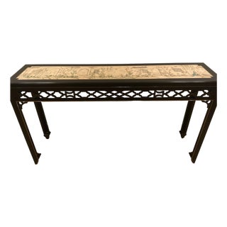 New Long Hall Chinoiserie Console Table by Theodore Alexander For Sale