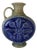 Mid-Century Modern German Cobalt Blue Relief Ceramic Vase by Jasba, 1960s For Sale