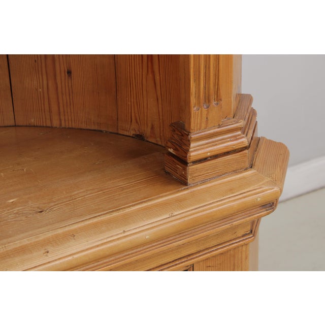 Chippendale Scrub Pine Corner Cupboard China Cabinet For Sale - Image 9 of 14