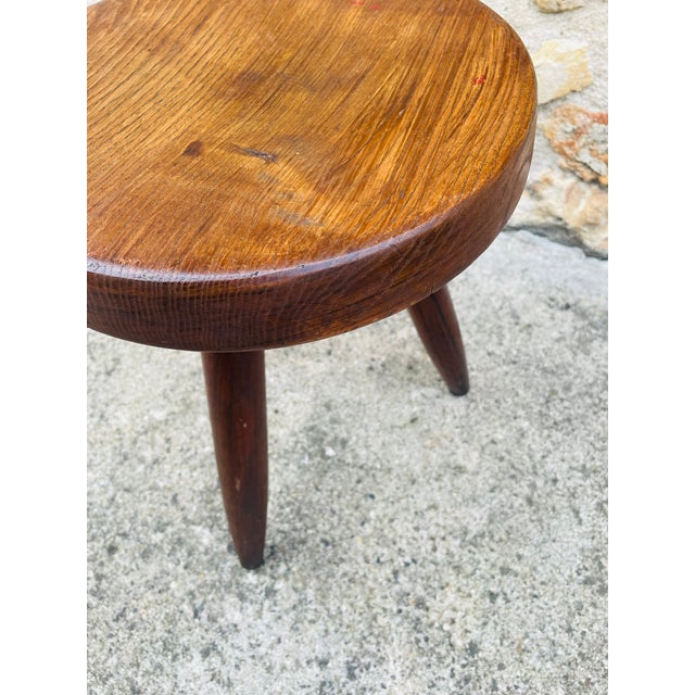 Brown Vintage High Ash Berger Stool attributed to Charlotte Perriand, 1950s For Sale - Image 8 of 18