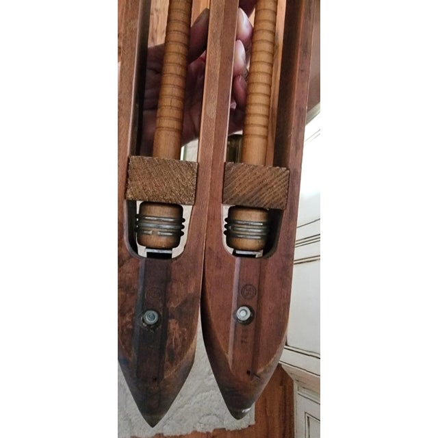 Late 20th Century Set of Two Late 20th Century Primitive Wood Weaving Shuttle Candlestick Holder Wall Sconces Rustic Farmhouse For Sale - Image 5 of 13