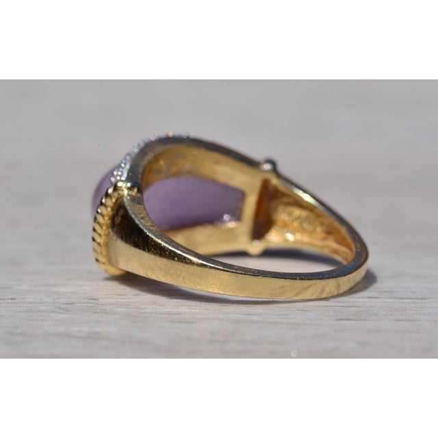 2000 - 2009 The Turlock: Natural Lavender Jadeite Jade Ring with Diamonds For Sale - Image 5 of 10