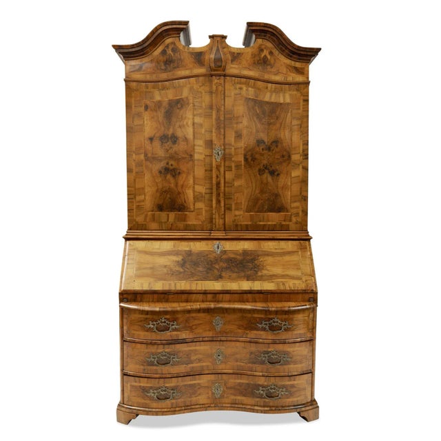 Antique Baroque Secretaire Cupboard in Walnut For Sale - Image 6 of 6