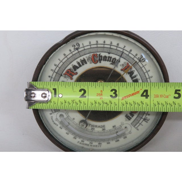 German Aneroid Barometer Centigrade Fahrenheit Metal Hanging Weather Dial 4489b For Sale - Image 11 of 15